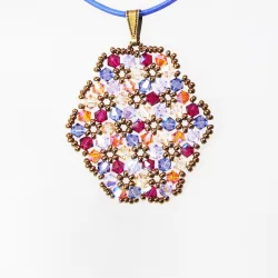 Pendant 30cm - Terence Oval-Lavender Leather - Pendant 30cm - Laiton bronze